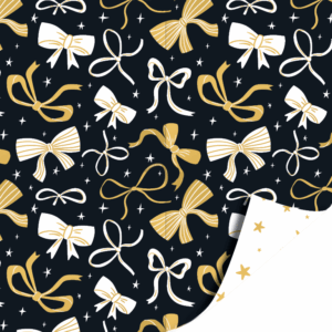 Dubbelzijdig inpakpapier | Bows black/gold