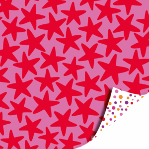 Dubbelzijdig inpakpapier | Stars pink/red