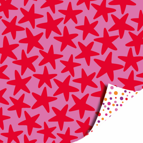 Dubbelzijdig inpakpapier | Stars pink/red