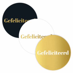 Sticker | Gefeliciteerd wit/zw/goud (3 varianten)