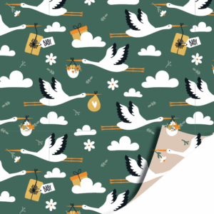 Dubbelzijdig inpakpapier | Mr. stork groen