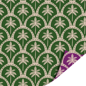 Dubbelzijdig inpakpapier | Palm paars-groen