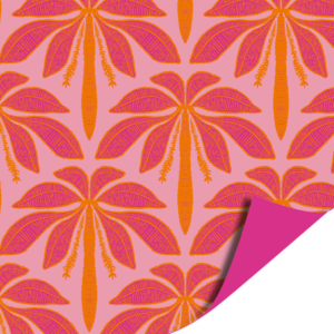 Dubbelzijdig inpakpapier | Palmboom roze-rood